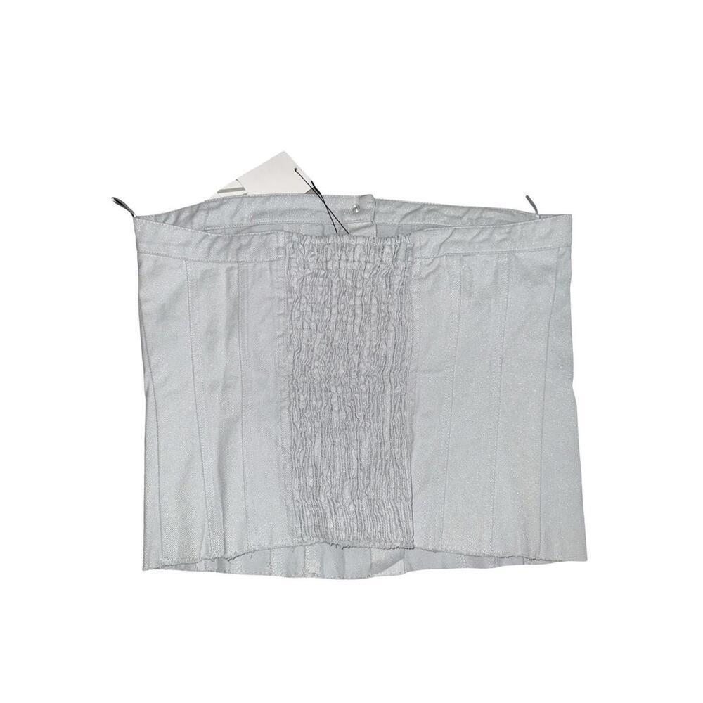 Zara Light Blue Sparkly Denim Tube Top XL New With Tags. - Picture 2 of 2